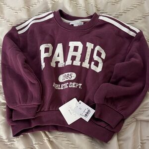 Grayson Mini Plum Paris Cropped Sweatshirt with White Accents